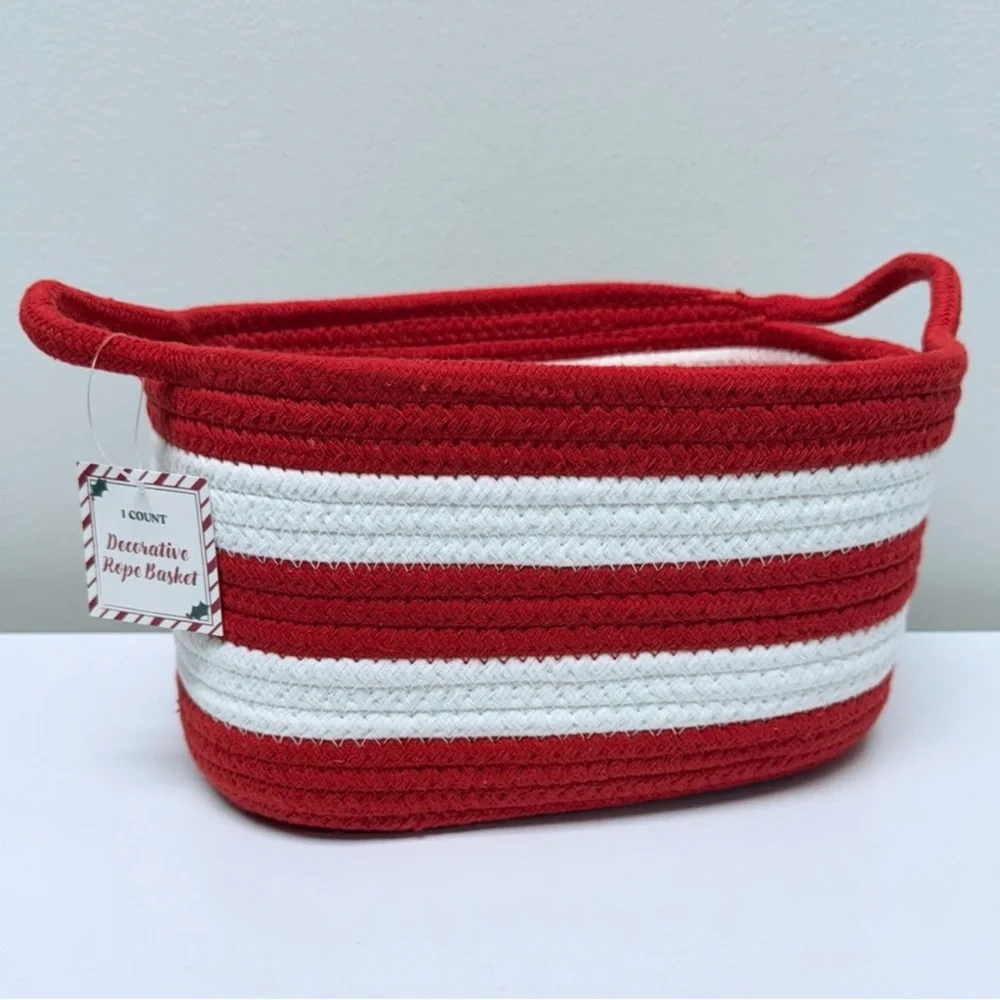 Target Bullseye Playground Red & White Striped Rope Basket, New